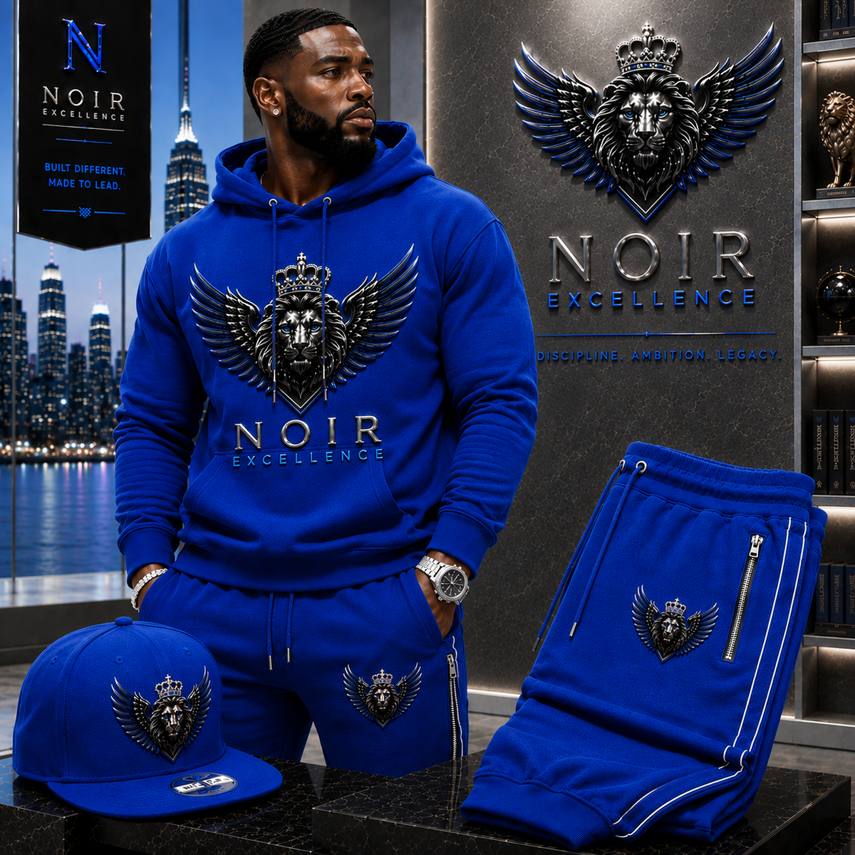 NOIR Excellence cobalt blue premium streetwear collection